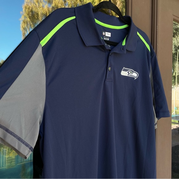 NFL Team Apparel Seattle Seahawks Navy/Action Green Logo Polo XL - Picture 6 of 11